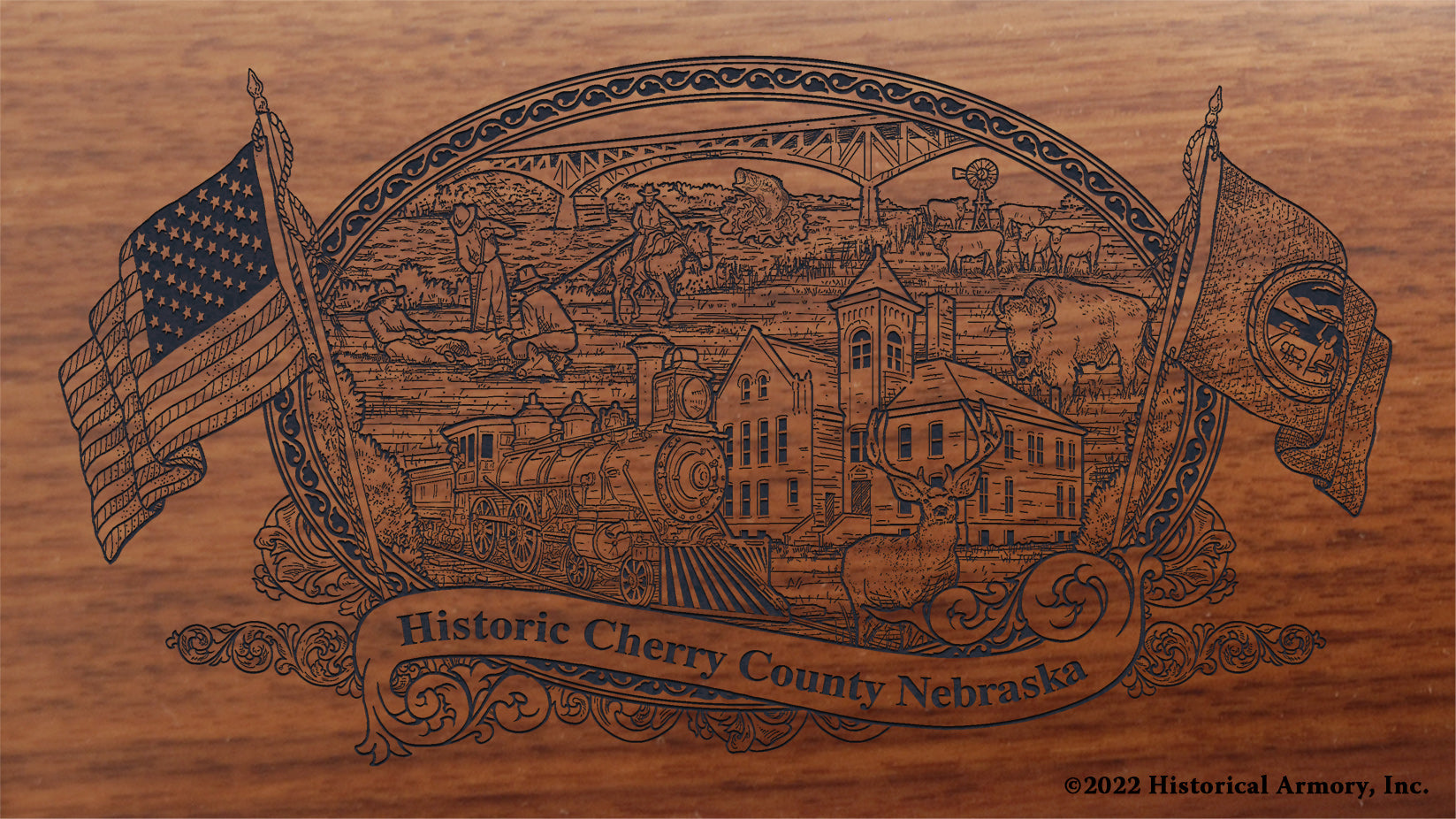 Cherry County Nebraska Engraved Rifle Buttstock