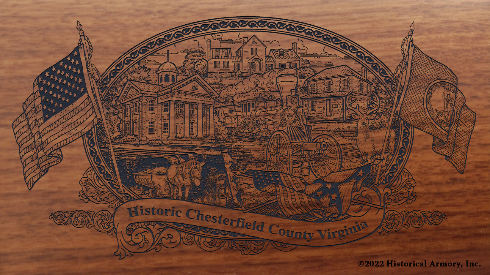 Chesterfield County Virginia Engraved Rifle Buttstock