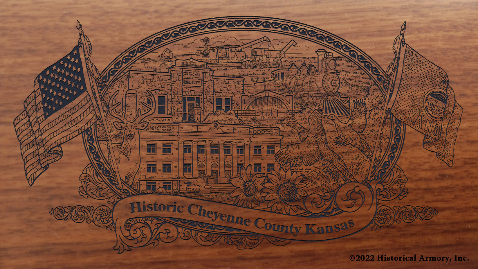 Cheyenne County Kansas Engraved Rifle Buttstock