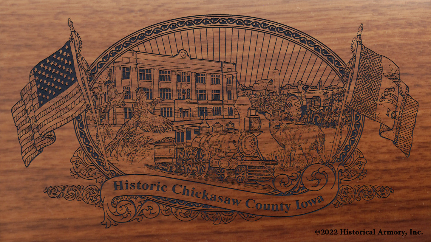 Chickasaw County Iowa Engraved Rifle Buttstock