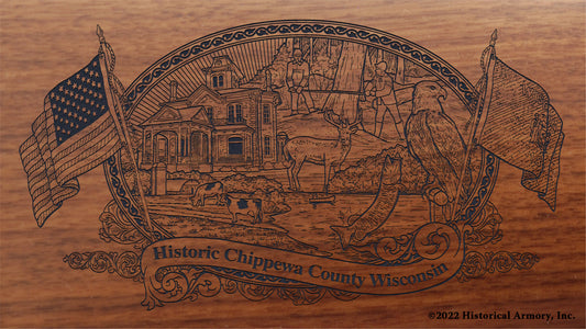 Chippewa County Wisconsin Engraved Rifle Buttstock