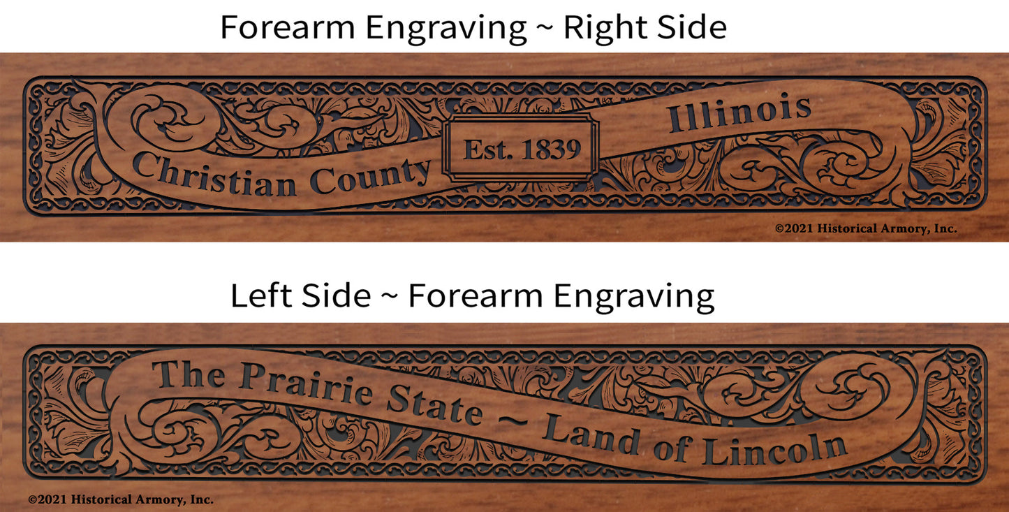 Christian County Illinois Establishment and Motto History Engraved Rifle Forearm