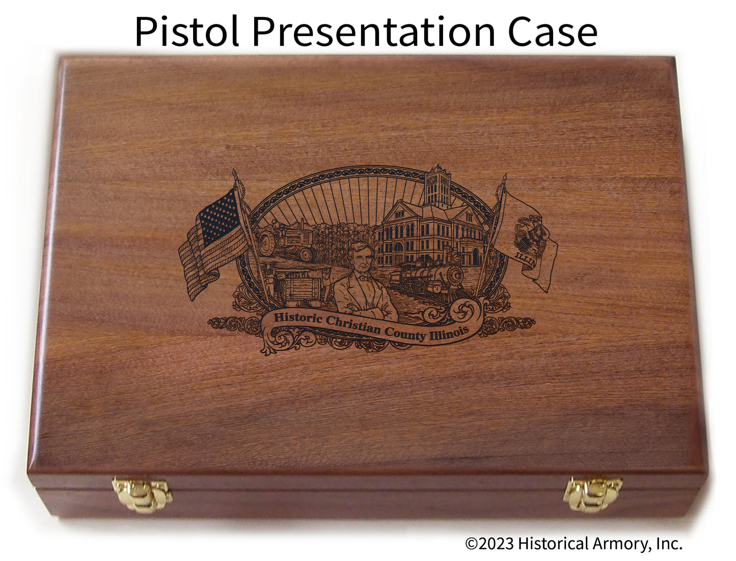 Christian County Illinois Engraved .45 Auto Ruger 1911 Presentation Case