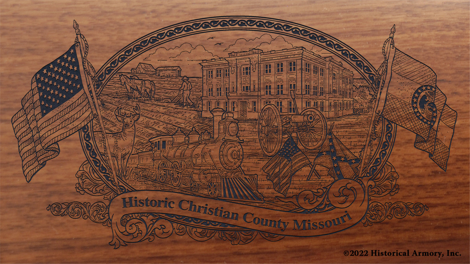 Christian County Missouri Engraved Rifle Buttstock