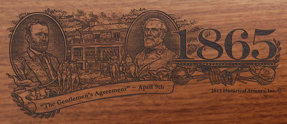 civil war 150th 1865 engraved rifle buttstock