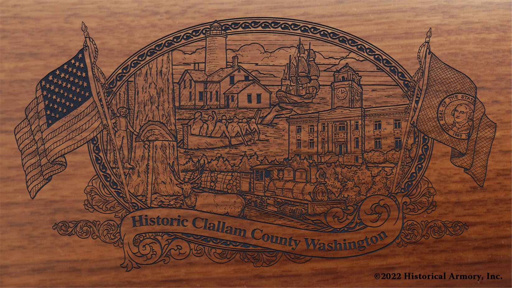 Clallam County Washington Engraved Rifle Buttstock