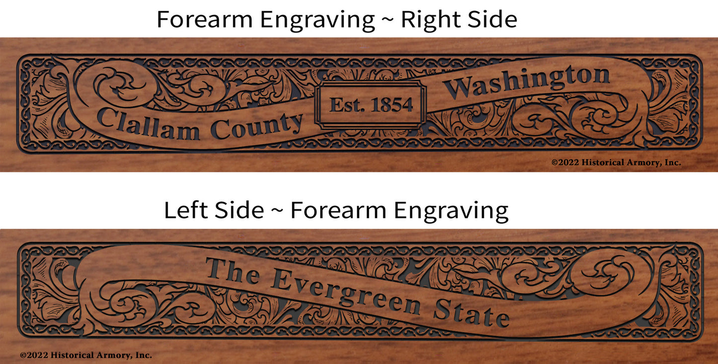 Clallam County Washington Engraved Rifle Forearm