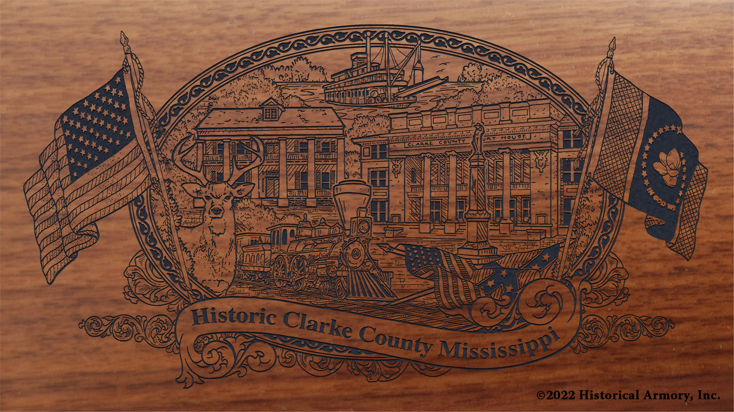 Clarke County Mississippi Engraved Rifle Buttstock