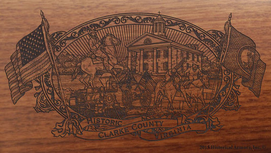 clarke county virginia engraved rifle buttstock