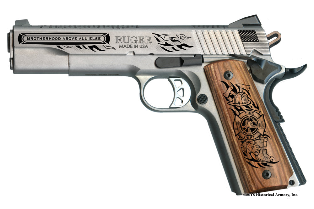 Classic American Firefighter Engraved .45 Auto Ruger 1911