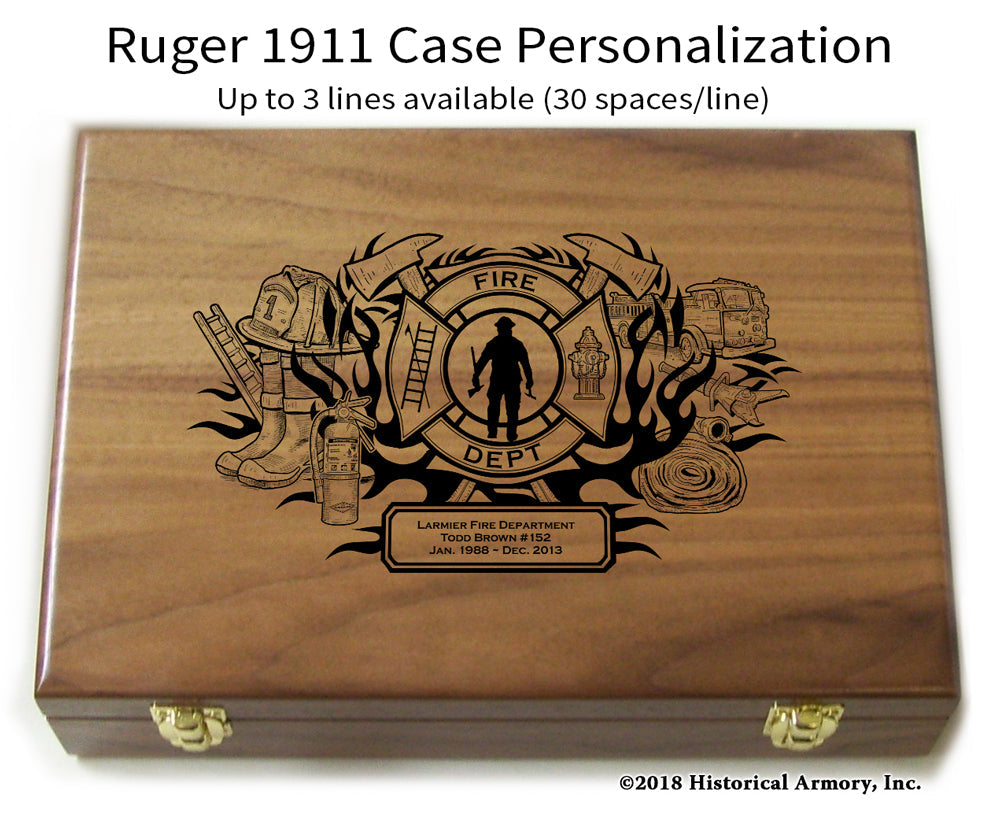 Classic American Firefighter Engraved .45 Auto Ruger 1911 Personalized Presentation Case