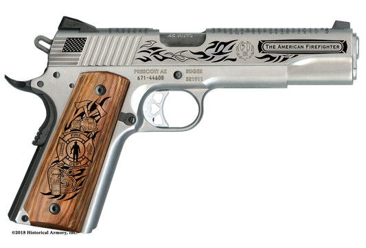 Classic American Firefighter Engraved .45 Auto Ruger 1911