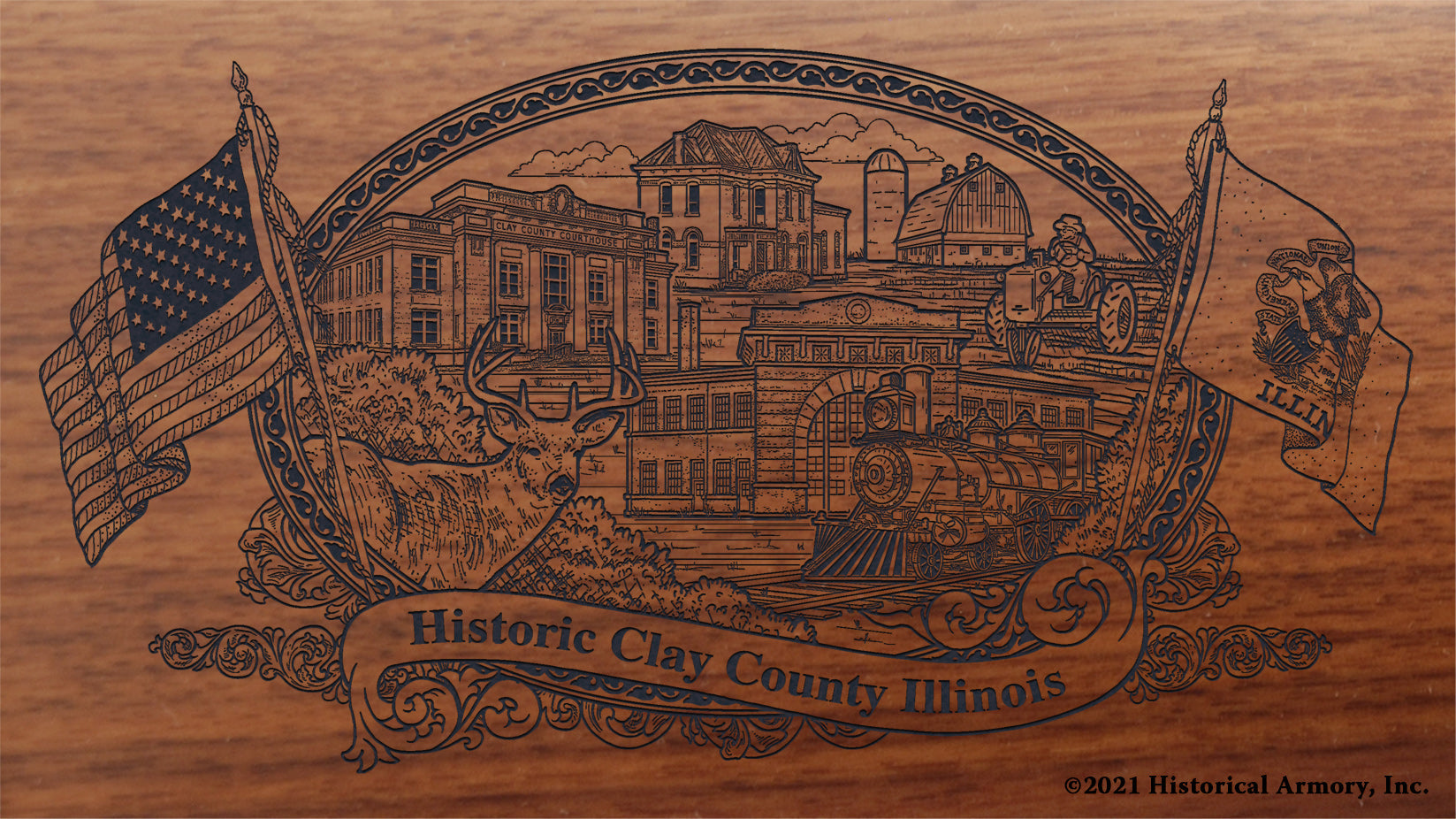 Engraved artwork | History of Clay County Illinois | Historical Armory
