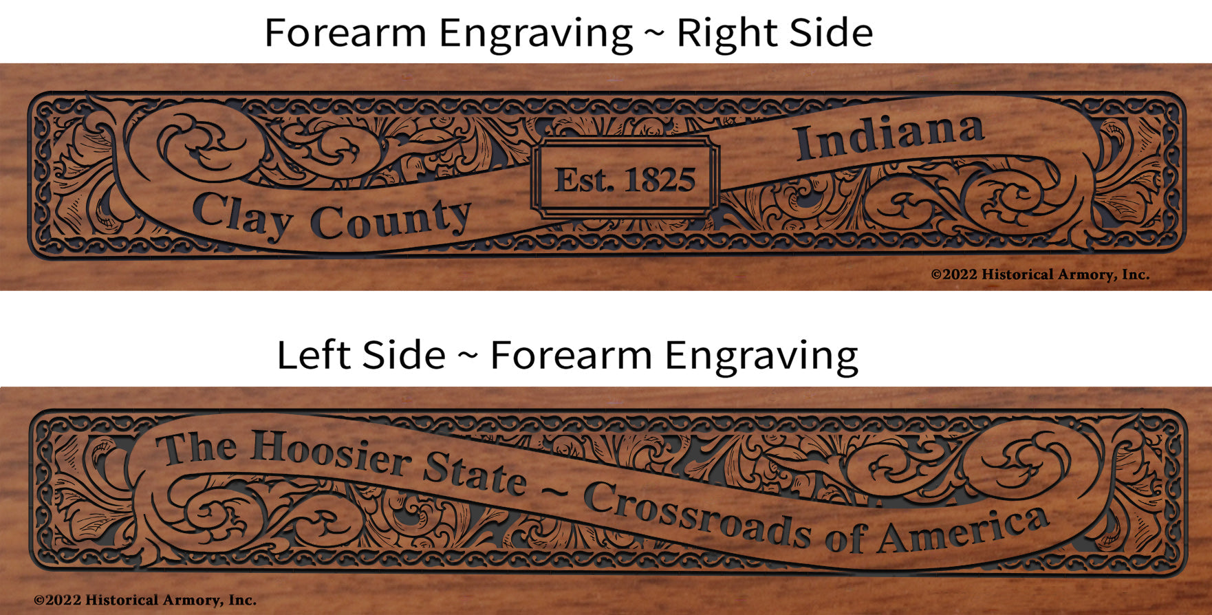 Clay County Indiana Engraved Rifle Forearm