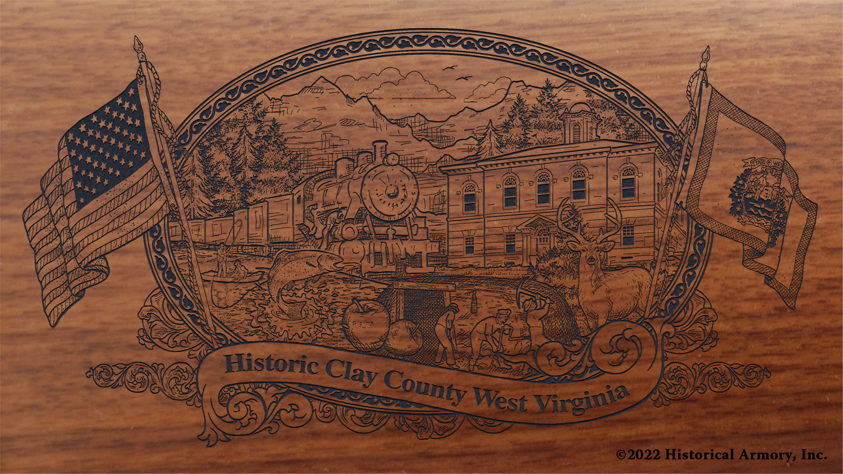 Clay County West Virginia Engraved Rifle Buttstock