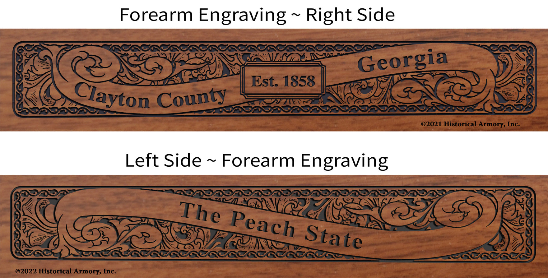 Clayton County Georgia Establishment and Motto History Engraved Rifle Forearm