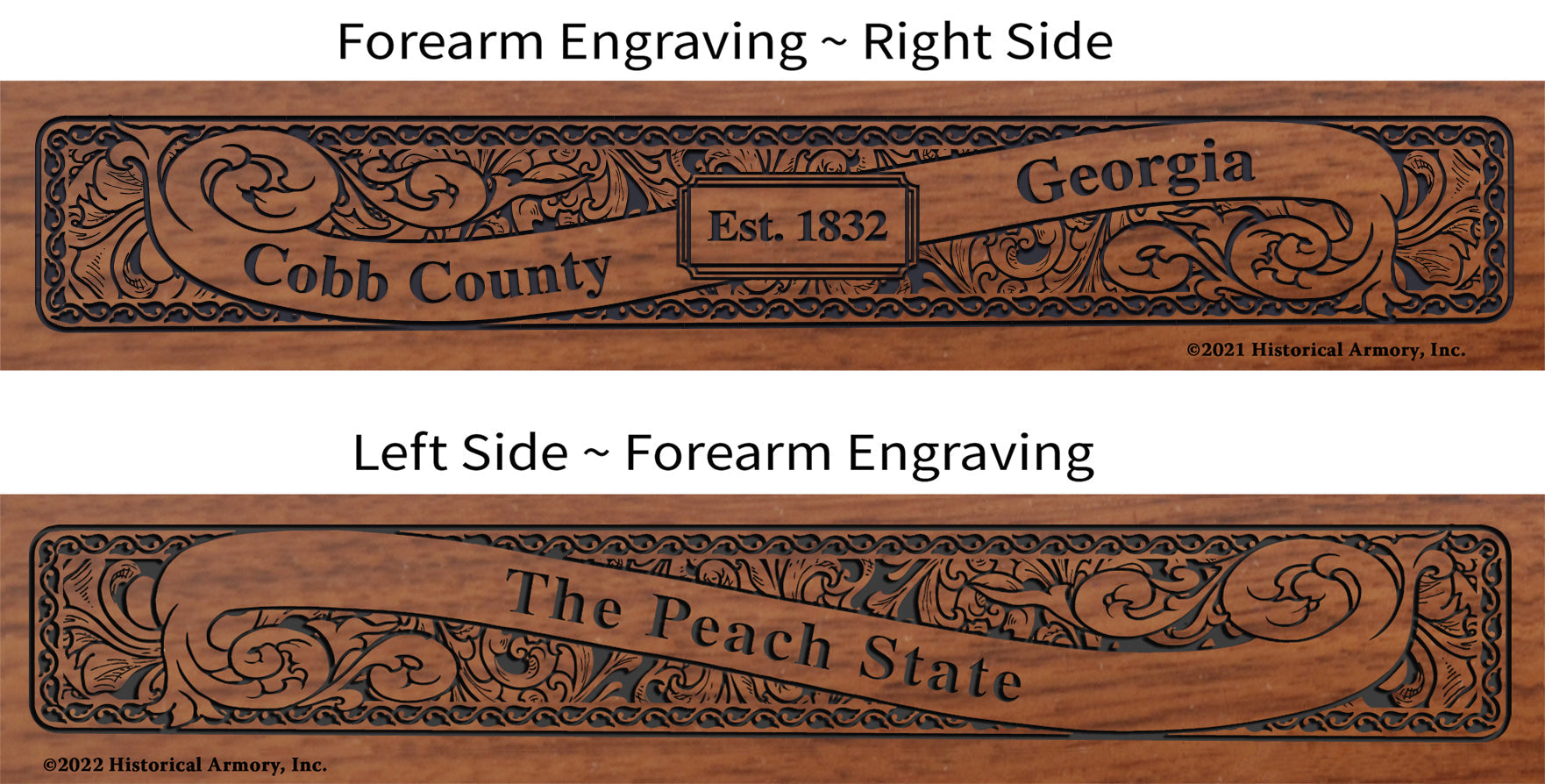 Cobb County Georgia Establishment and Motto History Engraved Rifle Forearm