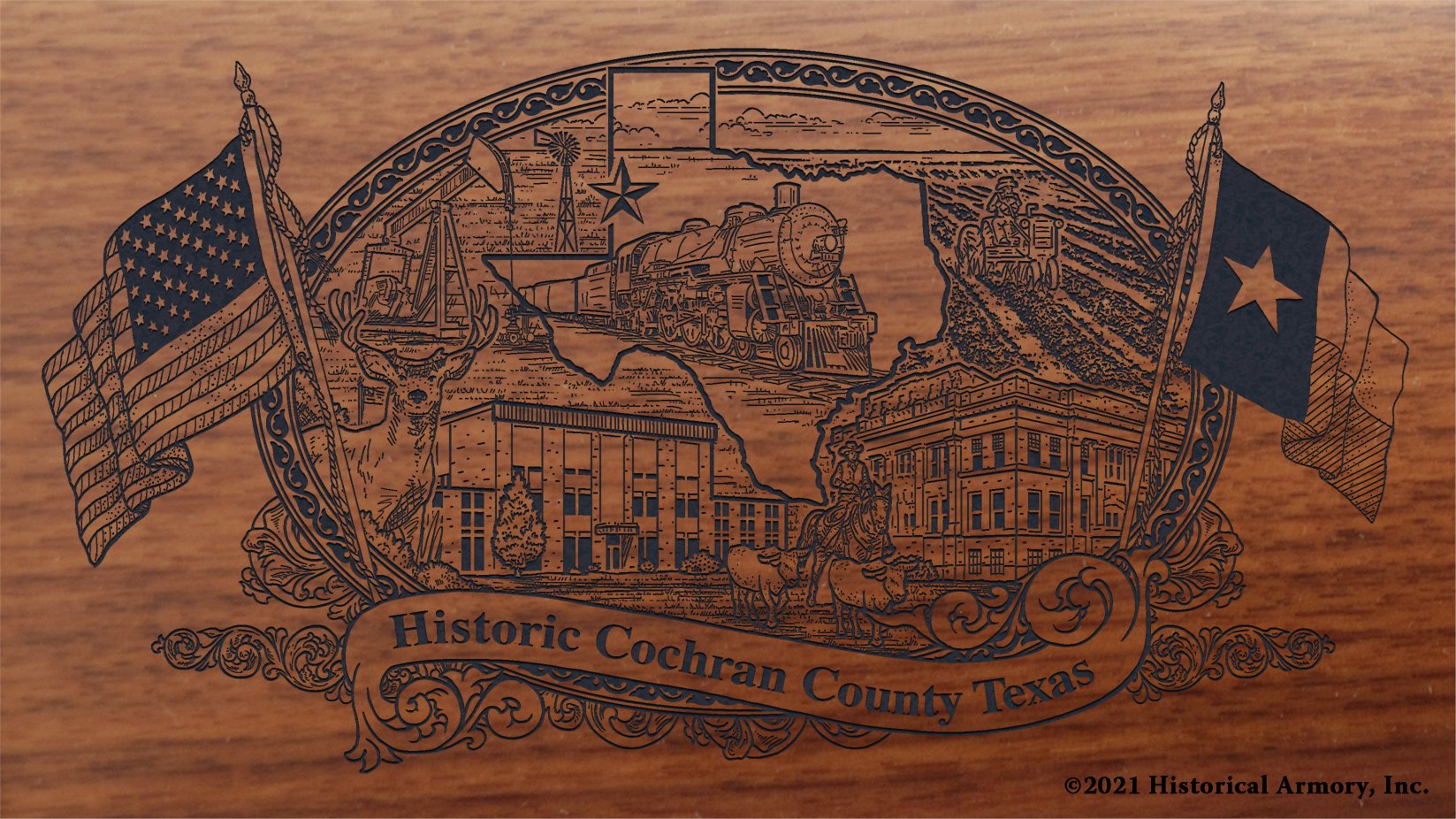 Engraved artwork | History of Cochran County Texas | Historical Armory