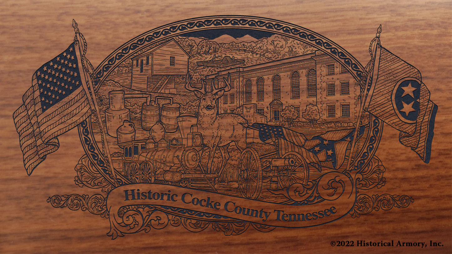 Cocke County Tennessee Engraved Rifle Buttstock