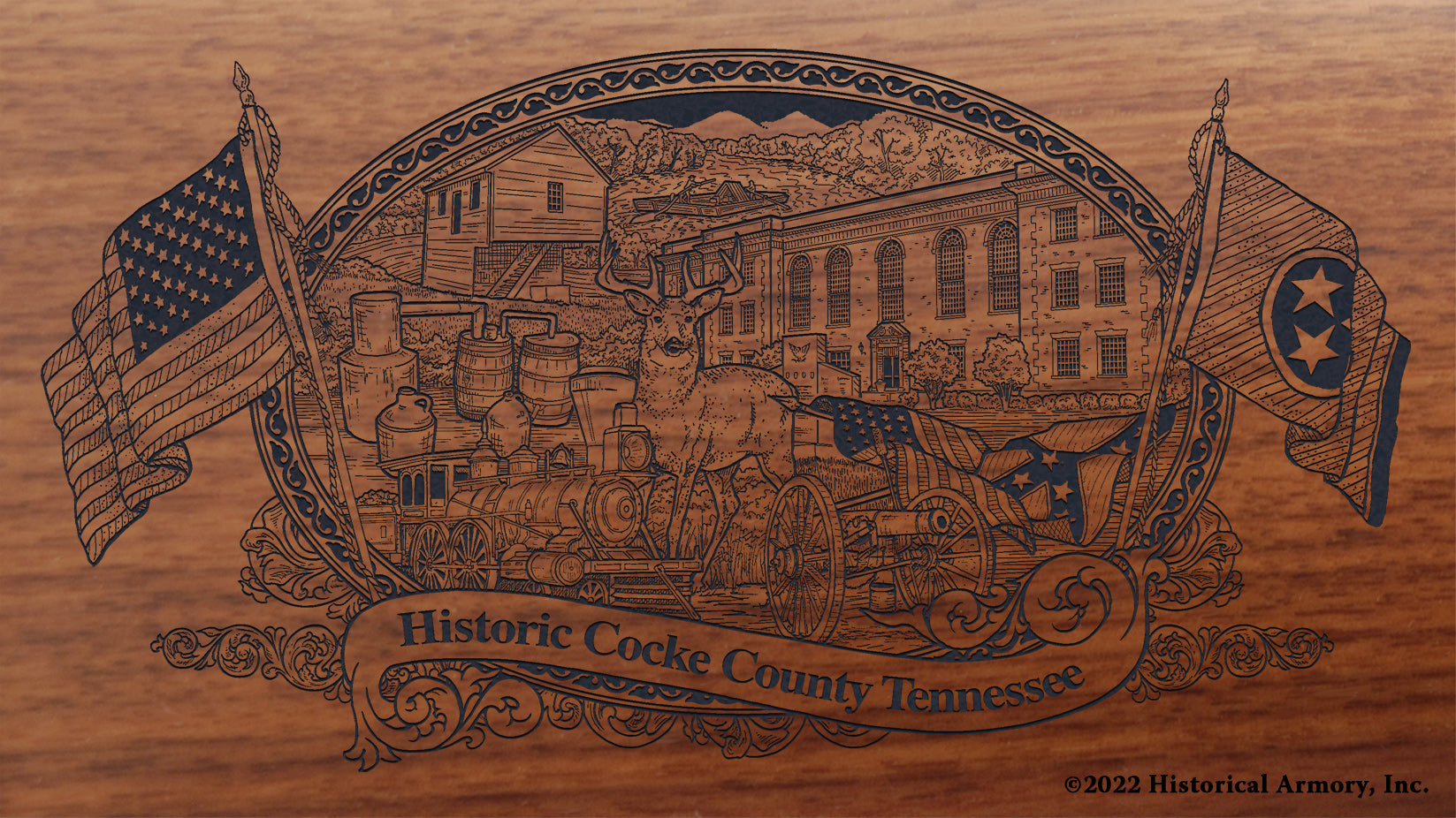 Cocke County Tennessee Engraved Rifle Buttstock