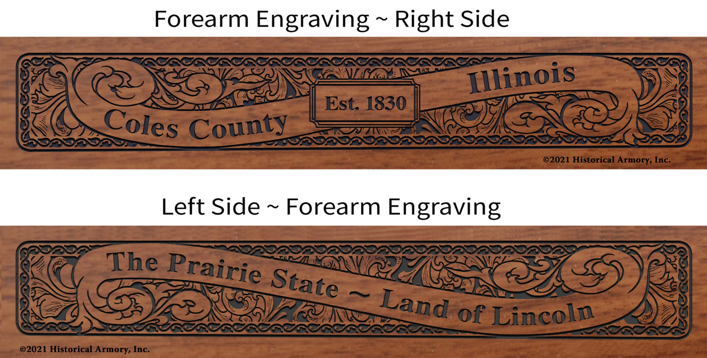 Coles County Illinois Establishment and Motto History Engraved Rifle Forearm
