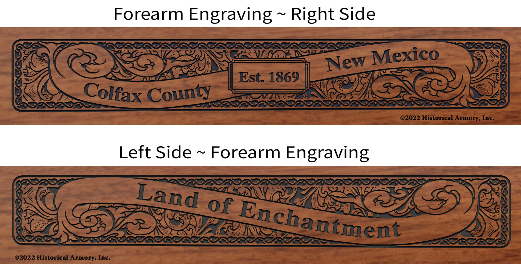 Colfax County New Mexico Engraved Rifle Forearm