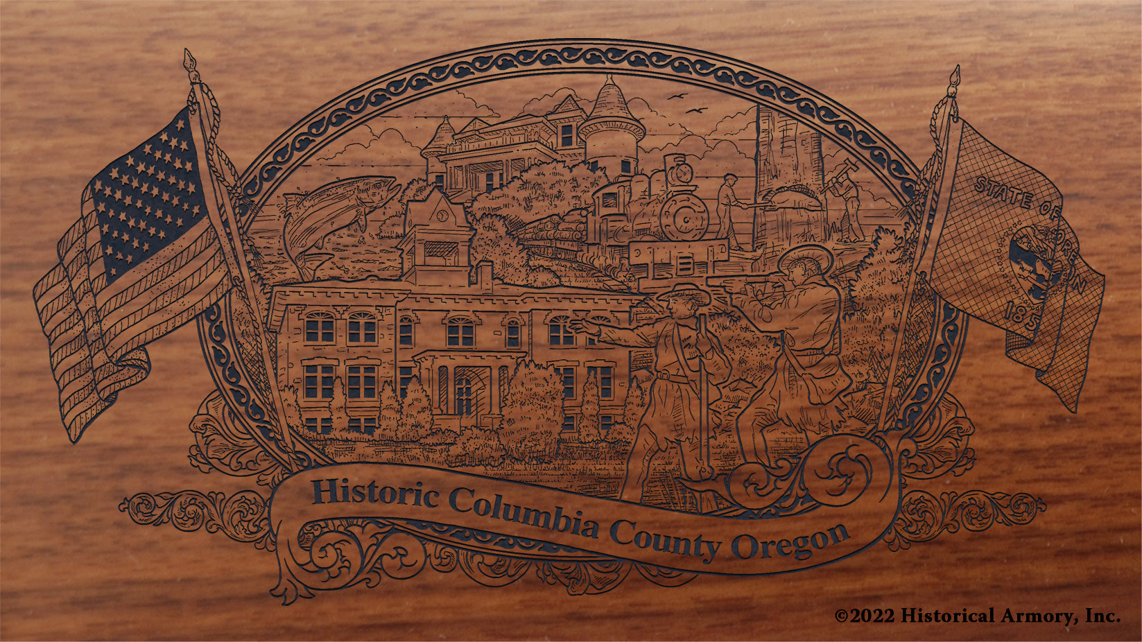 Columbia County Oregon Engraved Rifle Buttstock