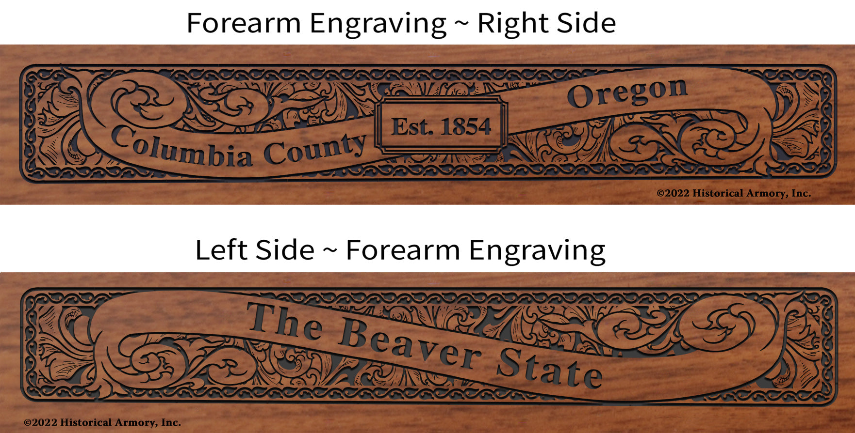 Columbia County Oregon Engraved Rifle Forearm