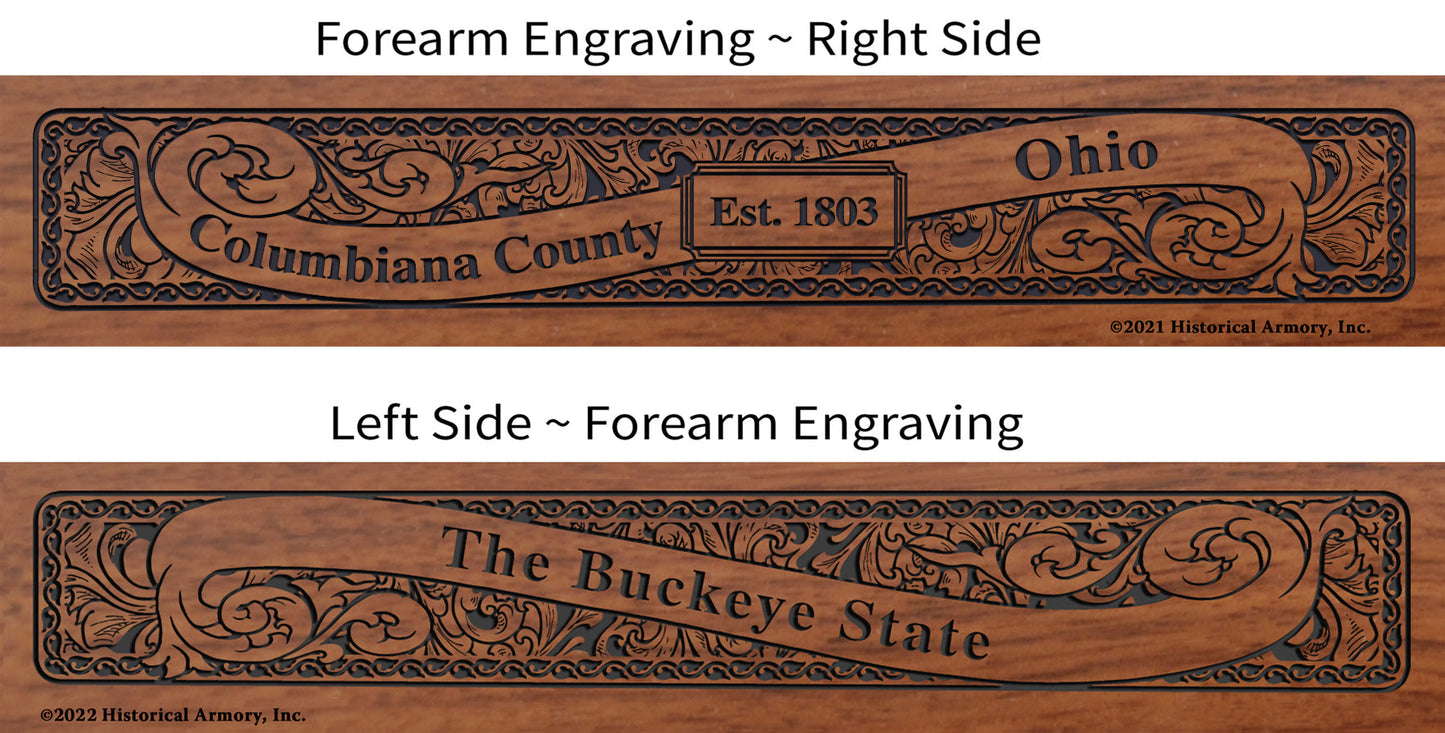 Columbiana County Ohio Engraved Rifle Forearm