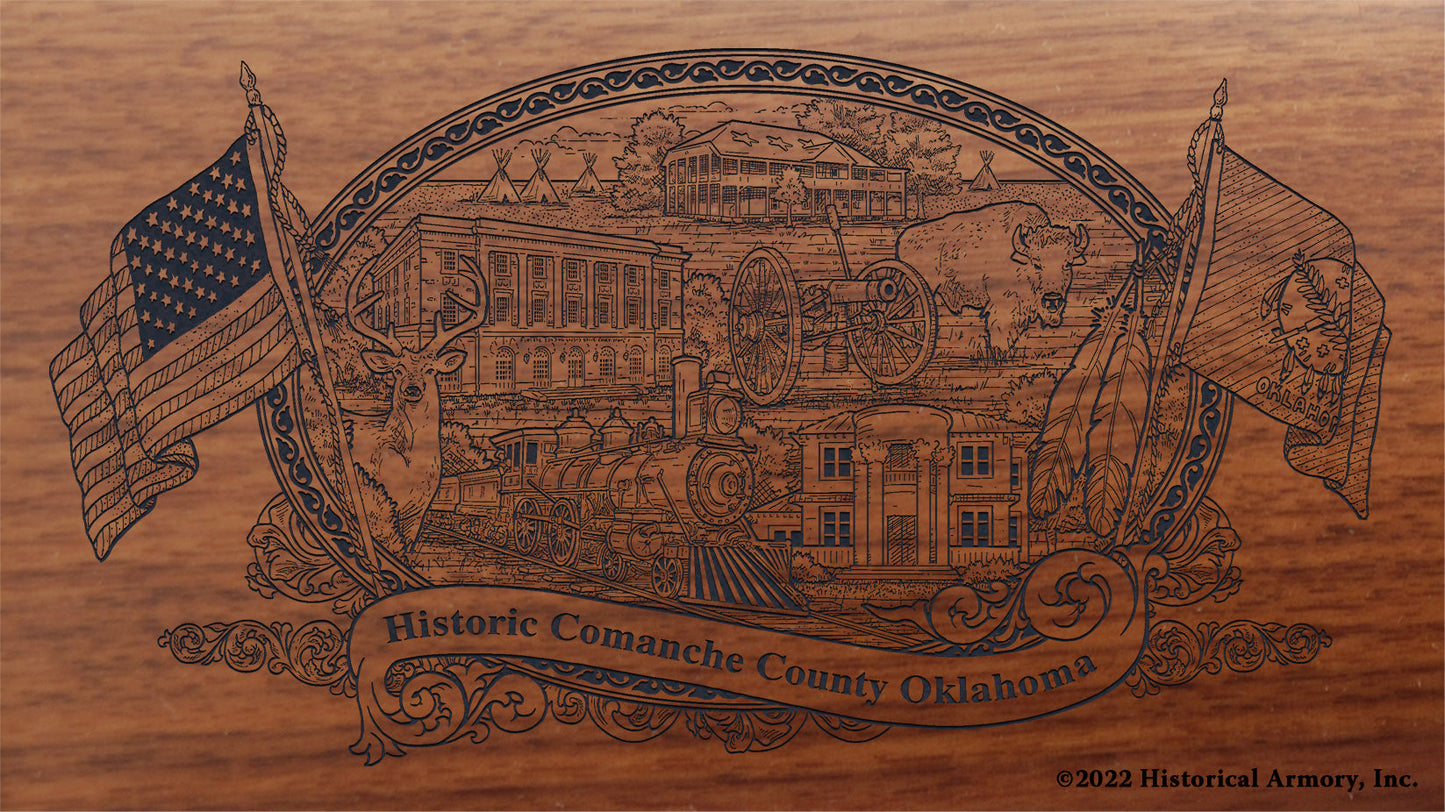 Comanche County Oklahoma Engraved Rifle Buttstock