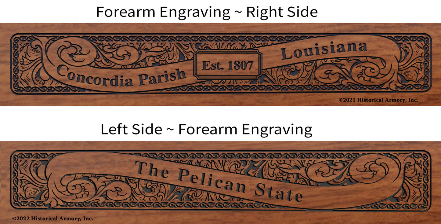 Concordia Parish Louisiana Engraved Rifle Forearm Right-Side