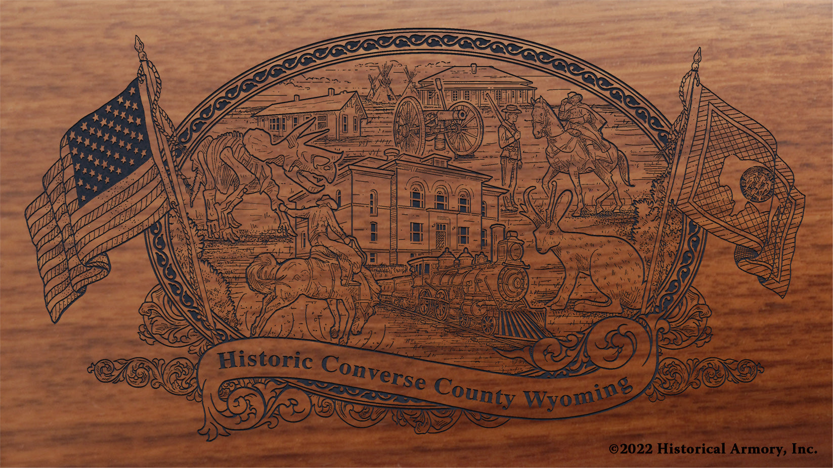Converse County Wyoming Engraved Rifle Buttstock