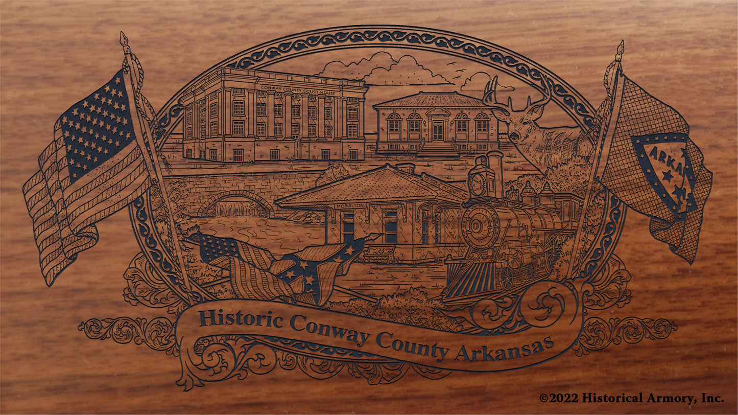 Conway County Arkansas Engraved Rifle Buttstock