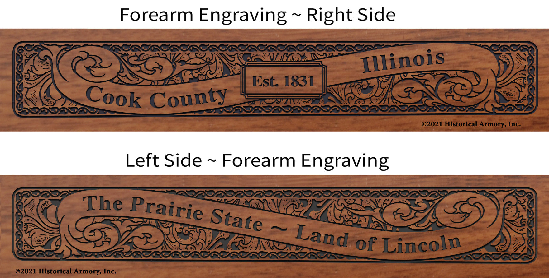 Cook County Illinois Establishment and Motto History Engraved Rifle Forearm
