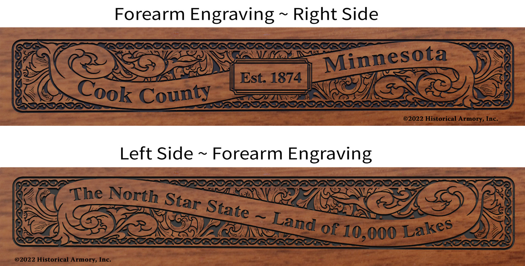 Cook County Minnesota Engraved Rifle Forearm