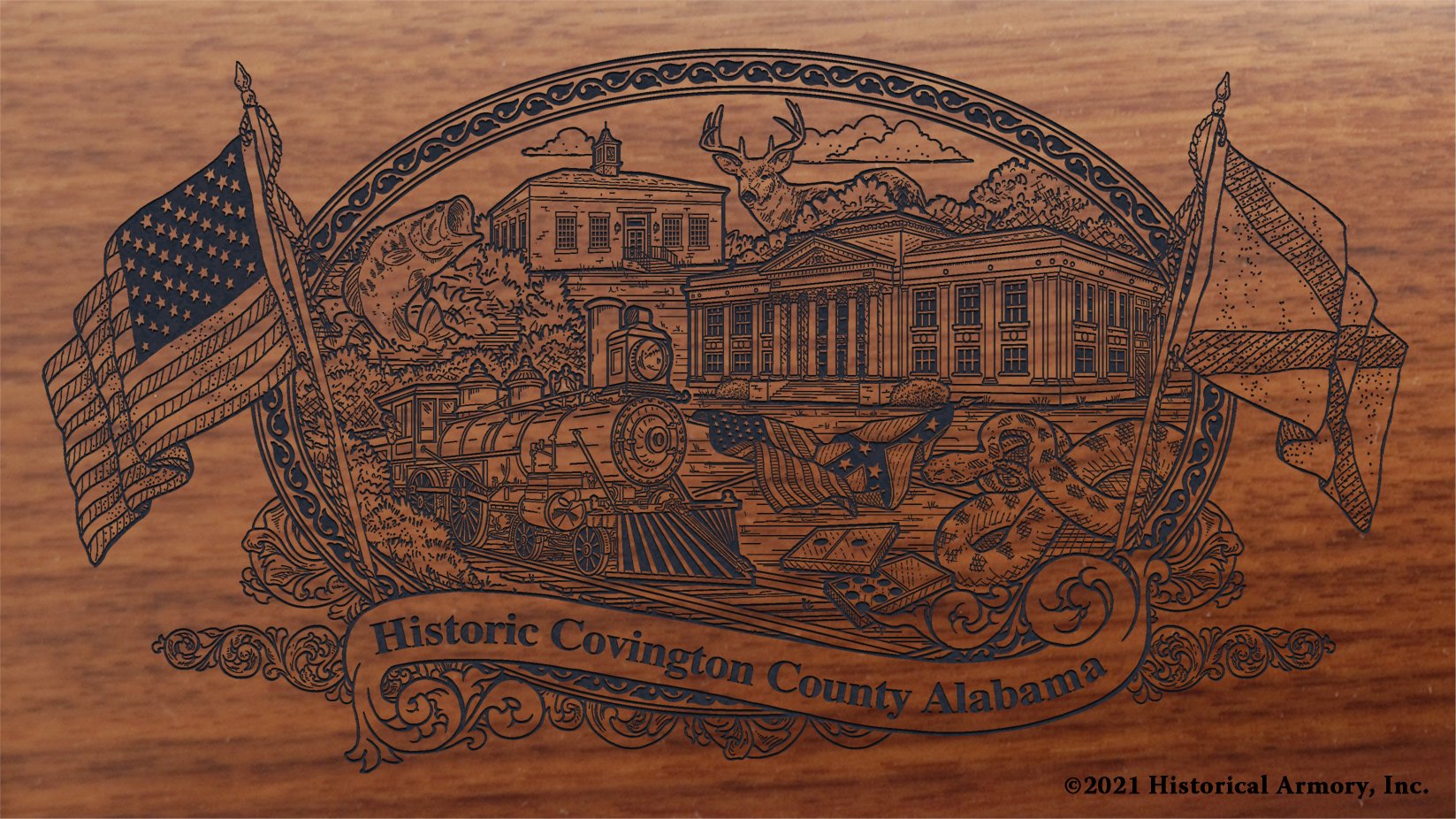 Engraved artwork | History of Covington County Alabama | Historical Armory