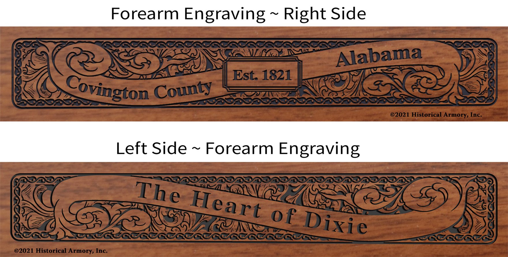 Covington County Alabama Establishment and Motto History Engraved Rifle Forearm