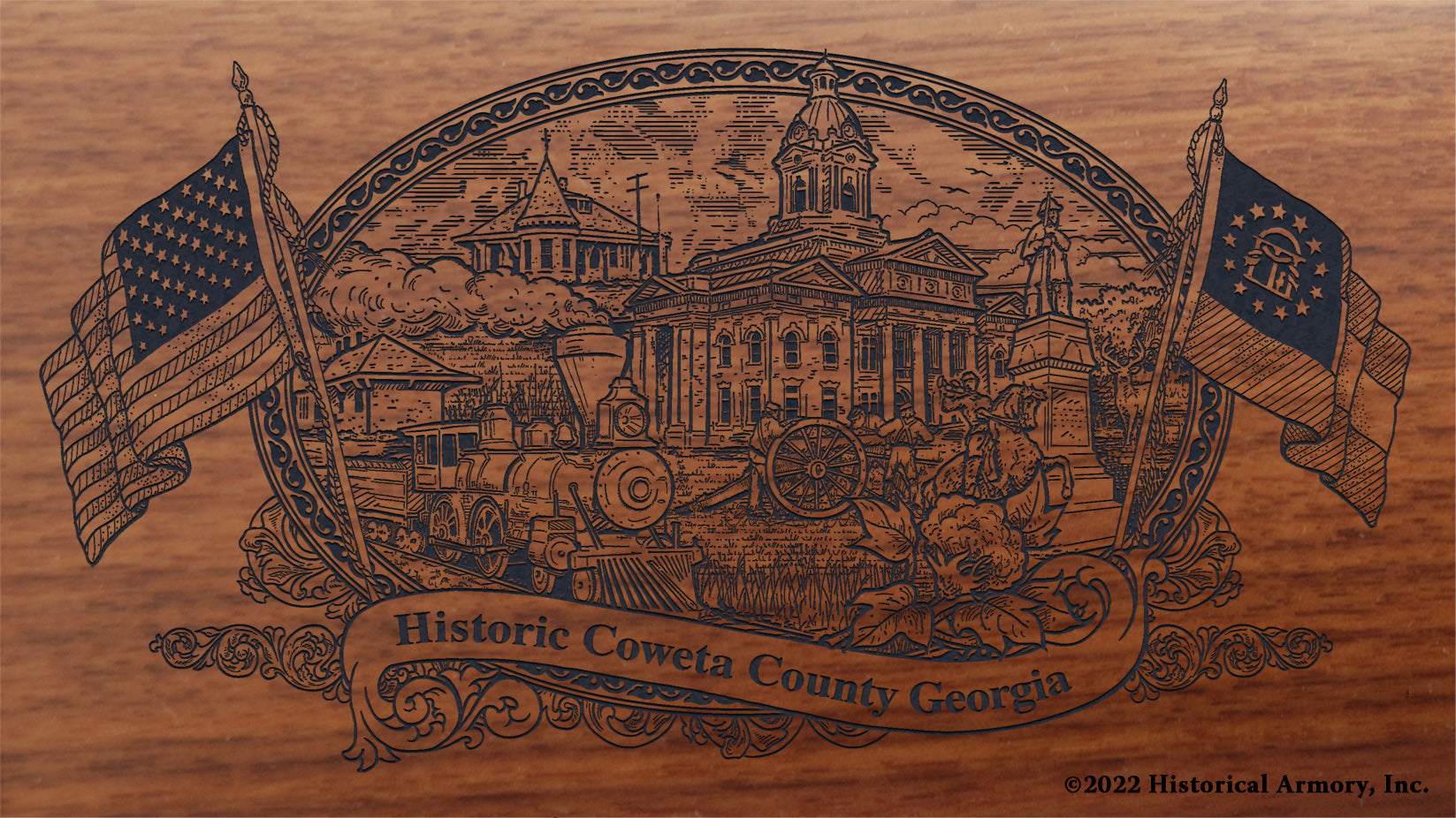 Coweta County Georgia Engraved Rifle Buttstock
