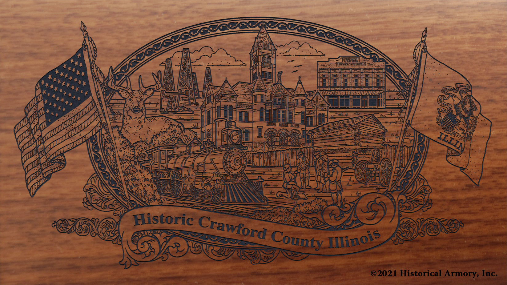 Engraved artwork | History of Crawford County Illinois | Historical Armory