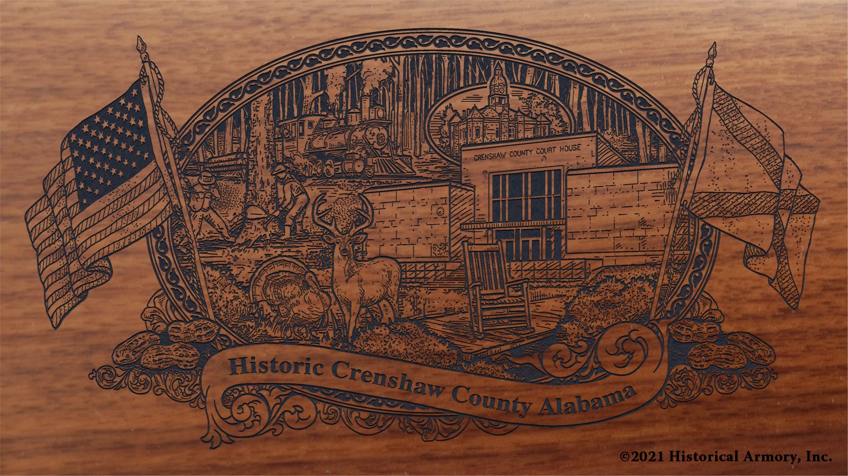 Engraved artwork | History of Crenshaw  County Alabama | Historical Armory