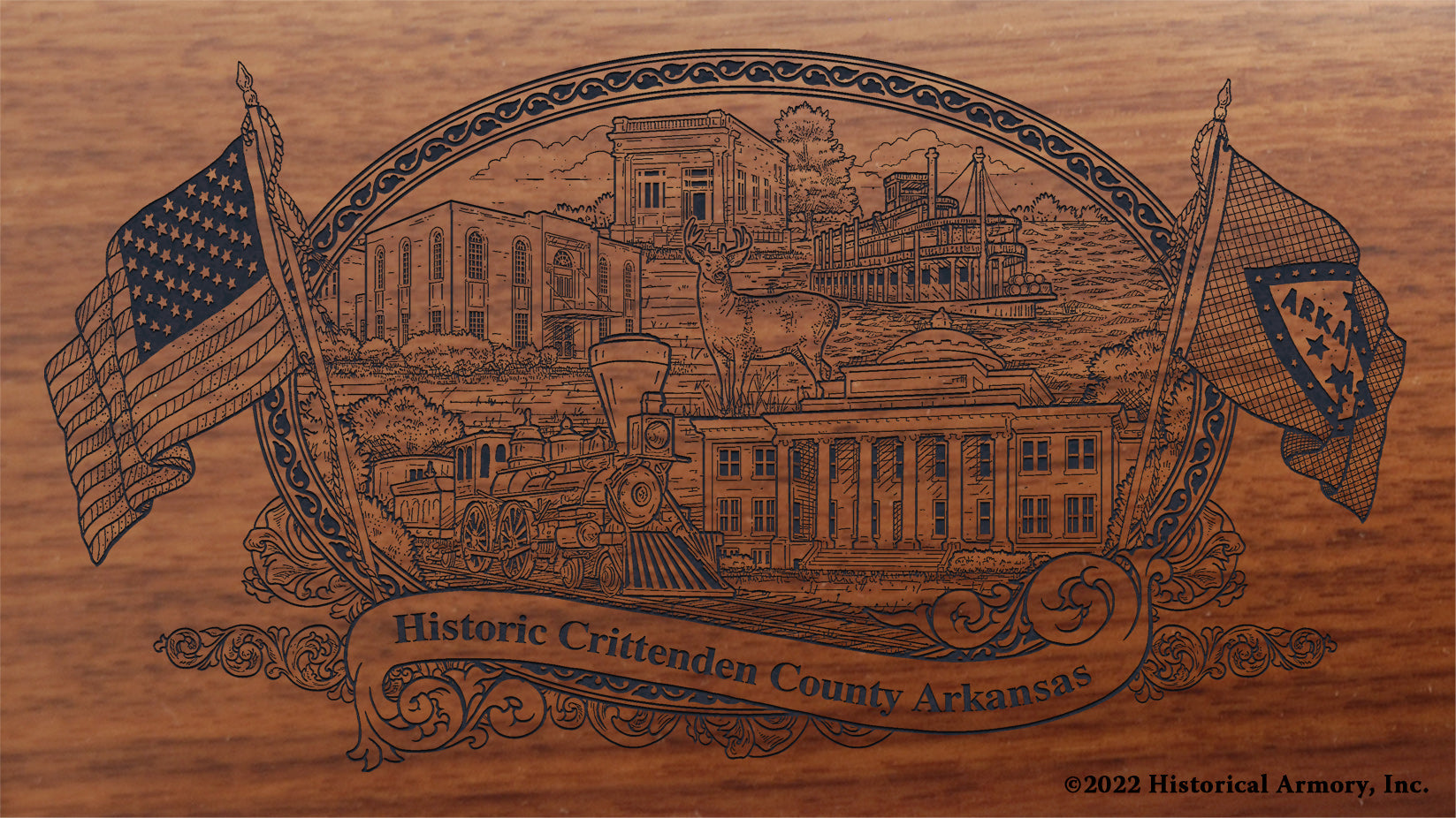 Crittenden County Arkansas Engraved Rifle Buttstock