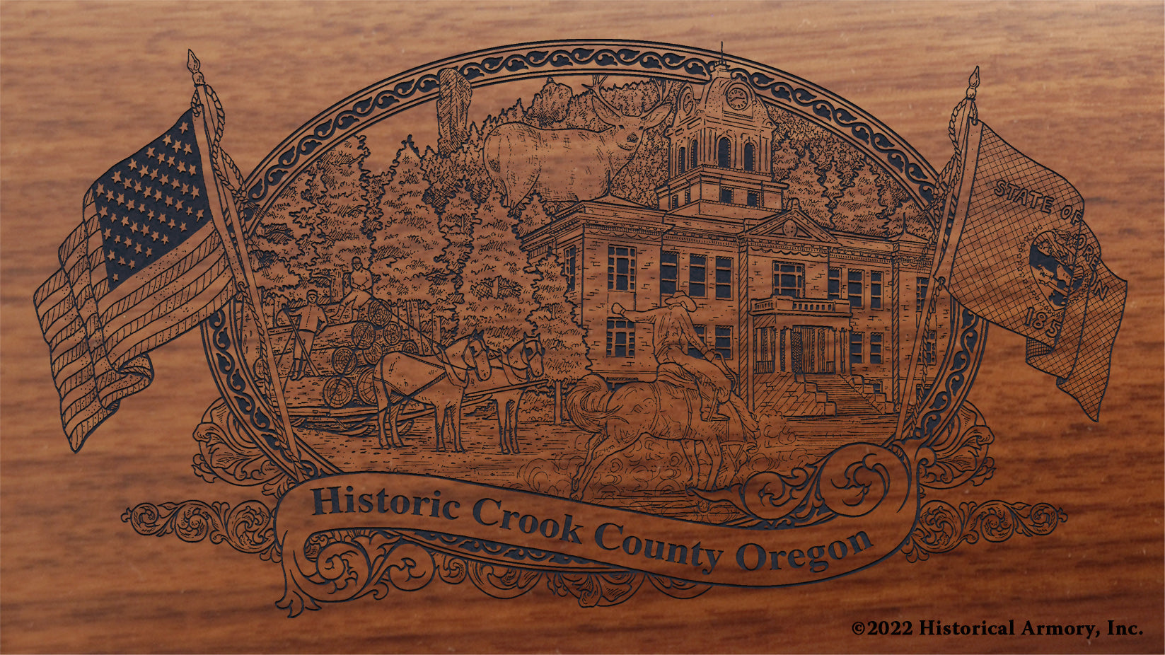 Crook County Oregon Engraved Rifle Buttstock