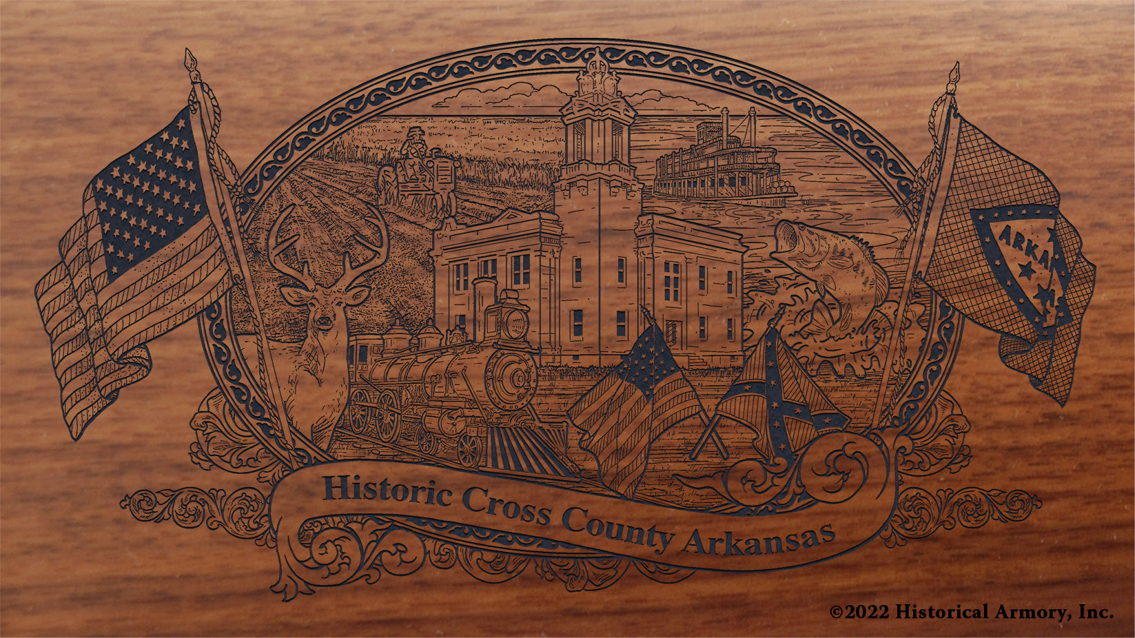 Cross County Arkansas Engraved Rifle Buttstock