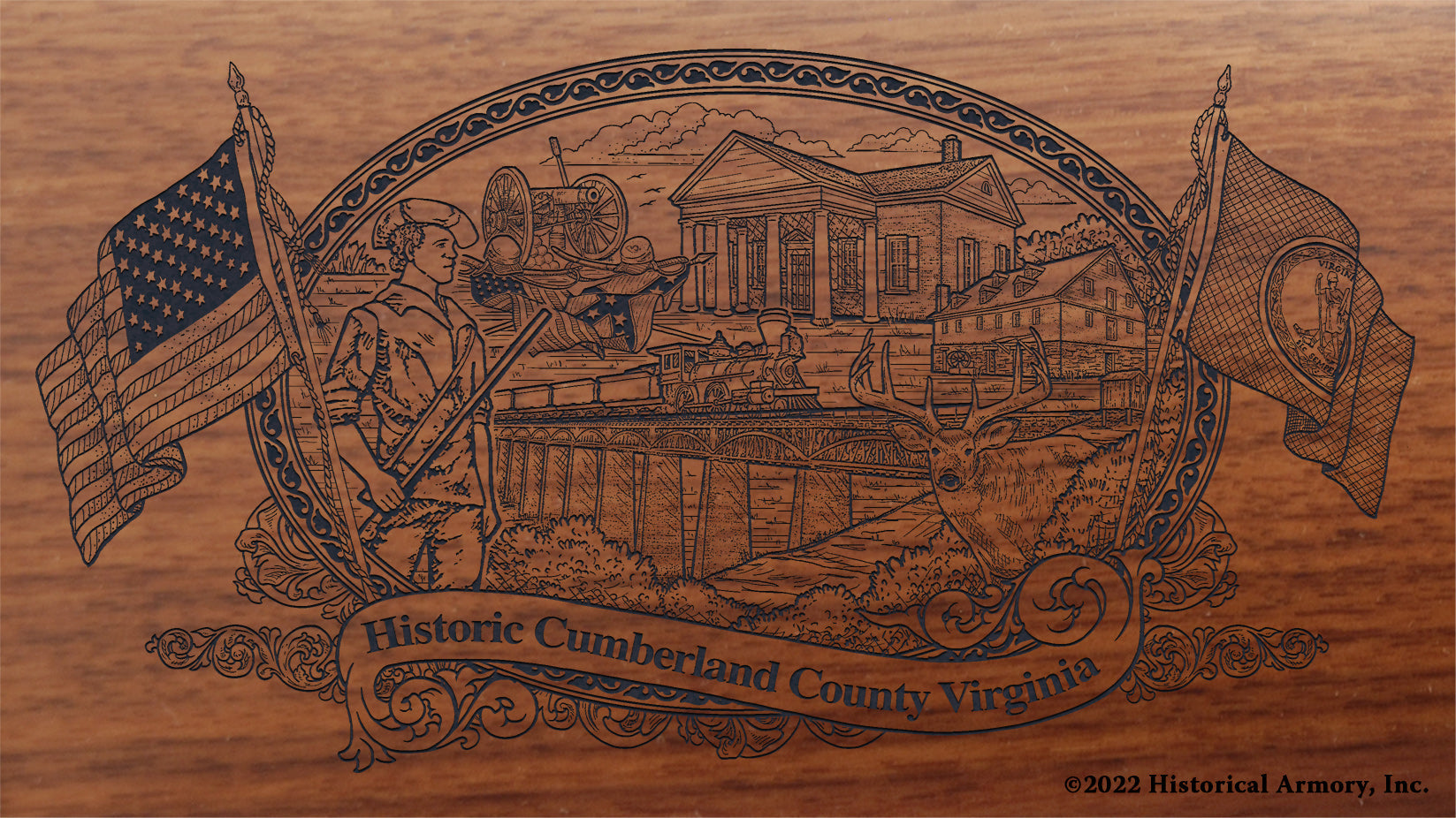 Cumberland County Virginia Engraved Rifle Buttstock