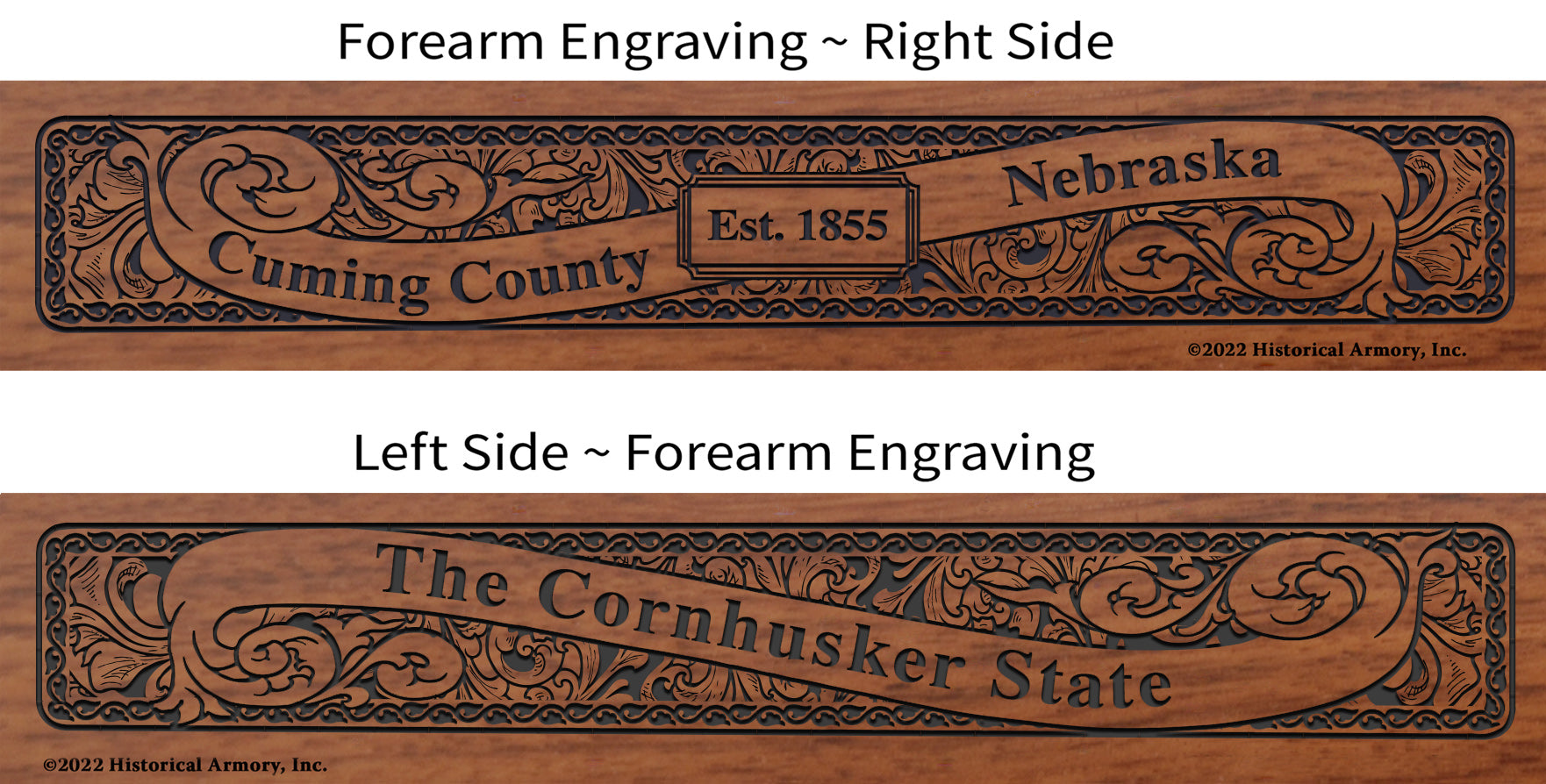 Cuming County Nebraska Engraved Rifle Forearm