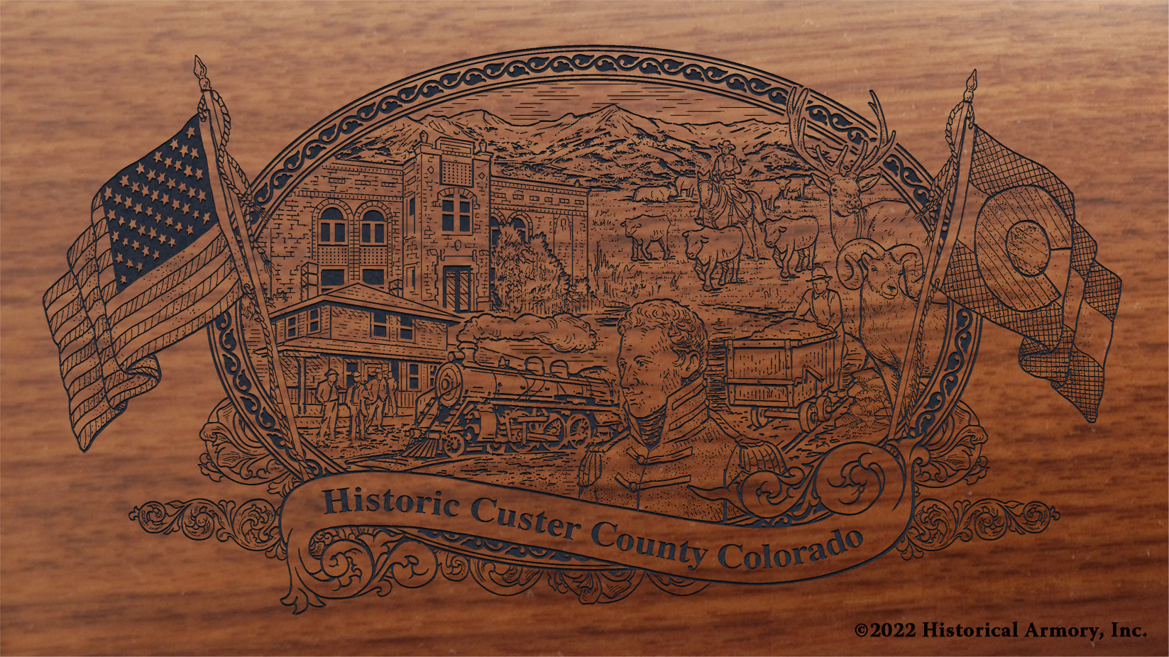 Custer County Colorado Engraved Rifle Buttstock