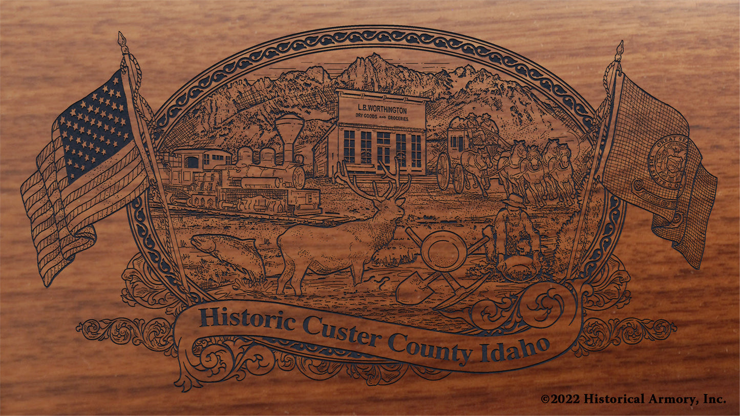 Custer County Idaho Engraved Rifle Buttstock