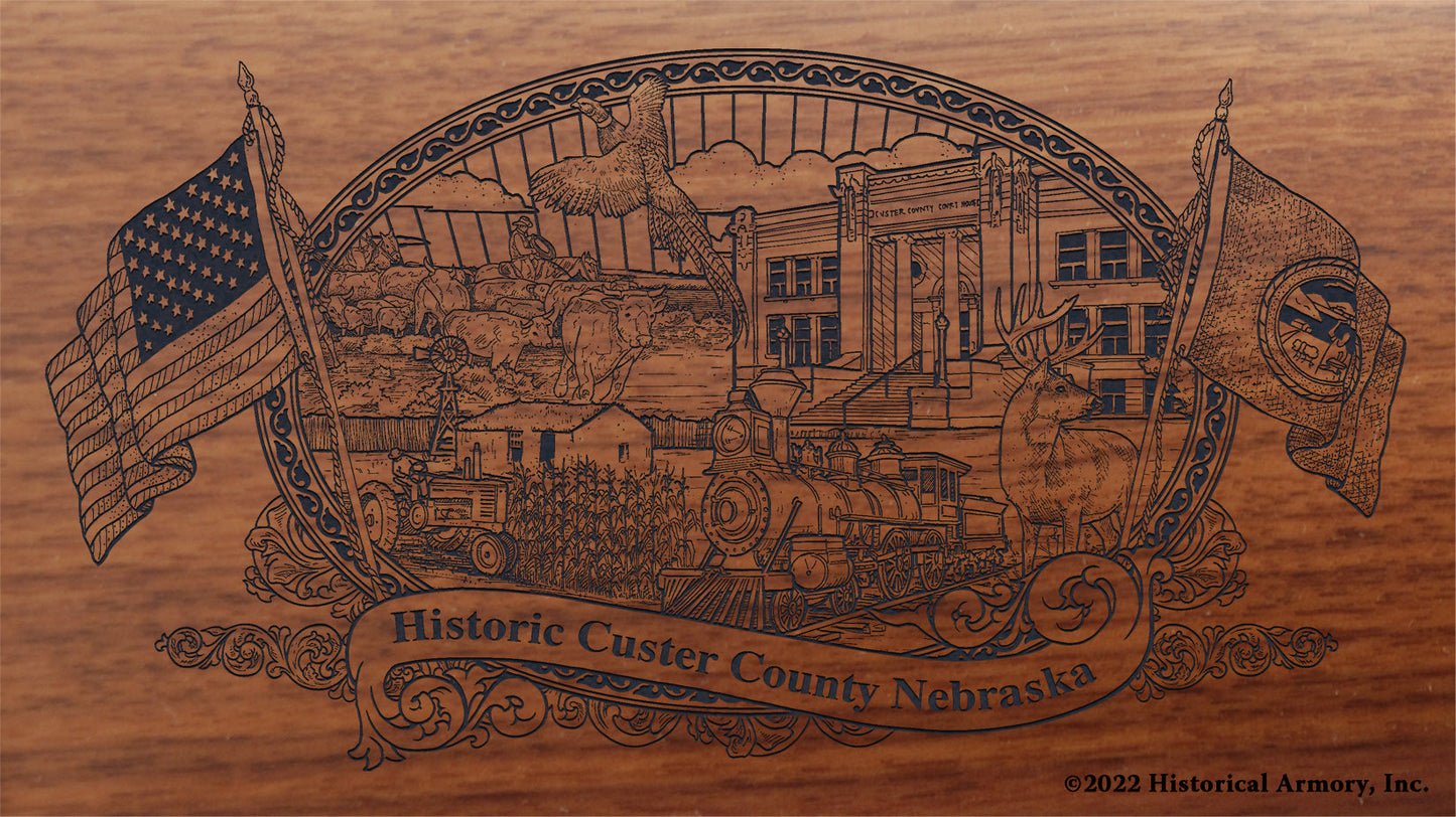 Custer County Nebraska Engraved Rifle Buttstock