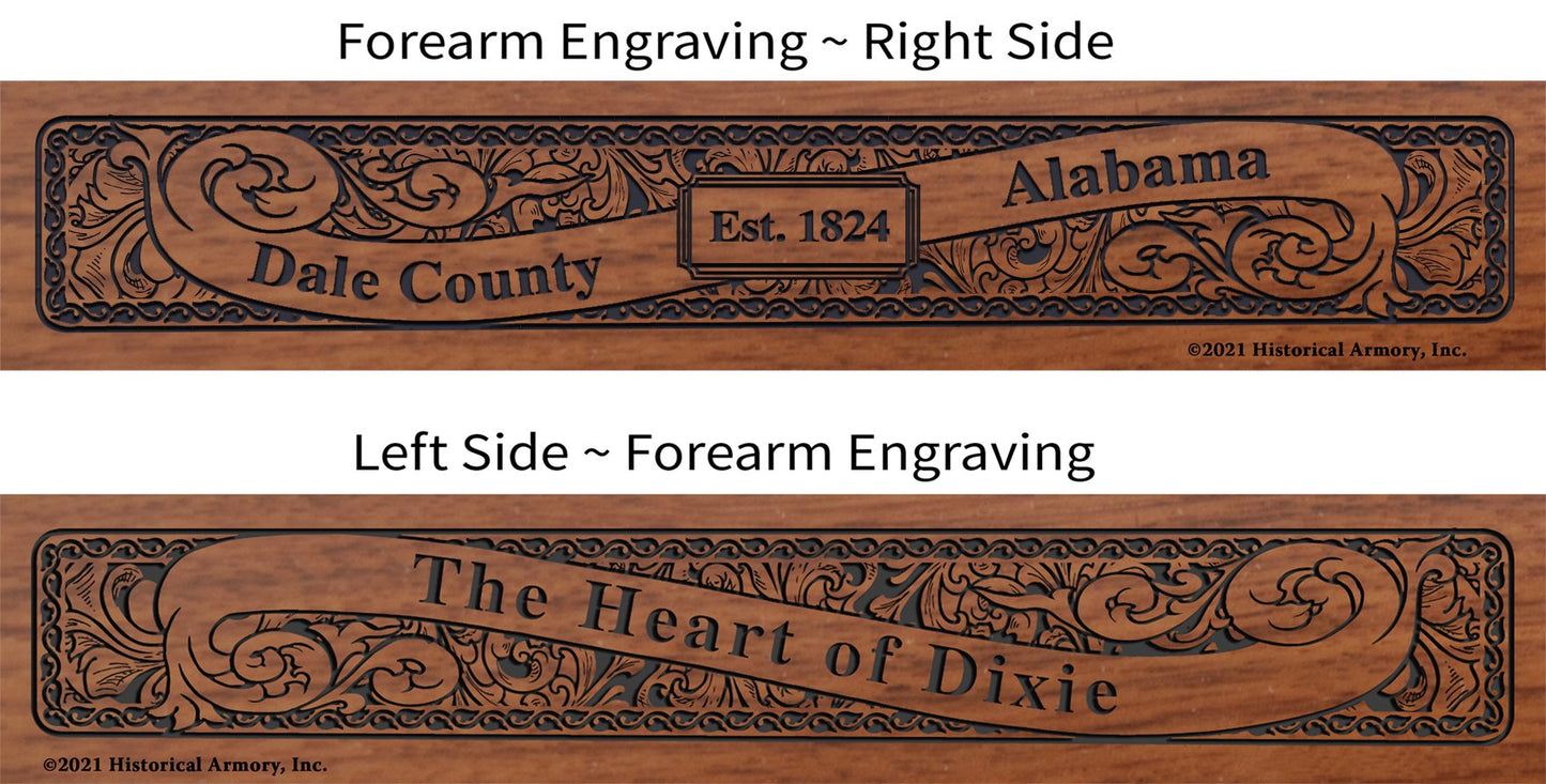 Dale County Alabama Establishment and Motto History Engraved Rifle Forearm