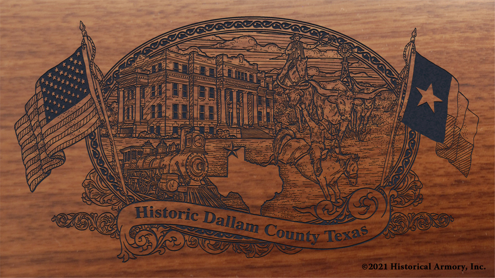 Engraved artwork | History of Dallam County Texas | Historical Armory
